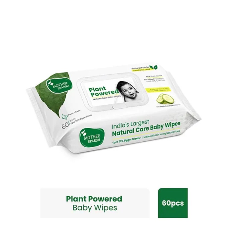 Mother Sparsh Baby Plant Powered Natural Baby Wipes With Cucumber Extract – 60 Pieces