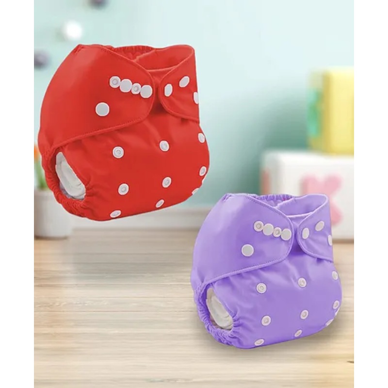 Sparkle Joy Free Size Reusable Cloth Diaper Without Insert Pack Of 2 – Purple & Red