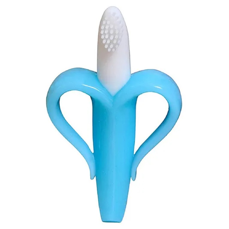 Sparkle Joy Silicone Banana Shaped Toothbrush Teether – Blue