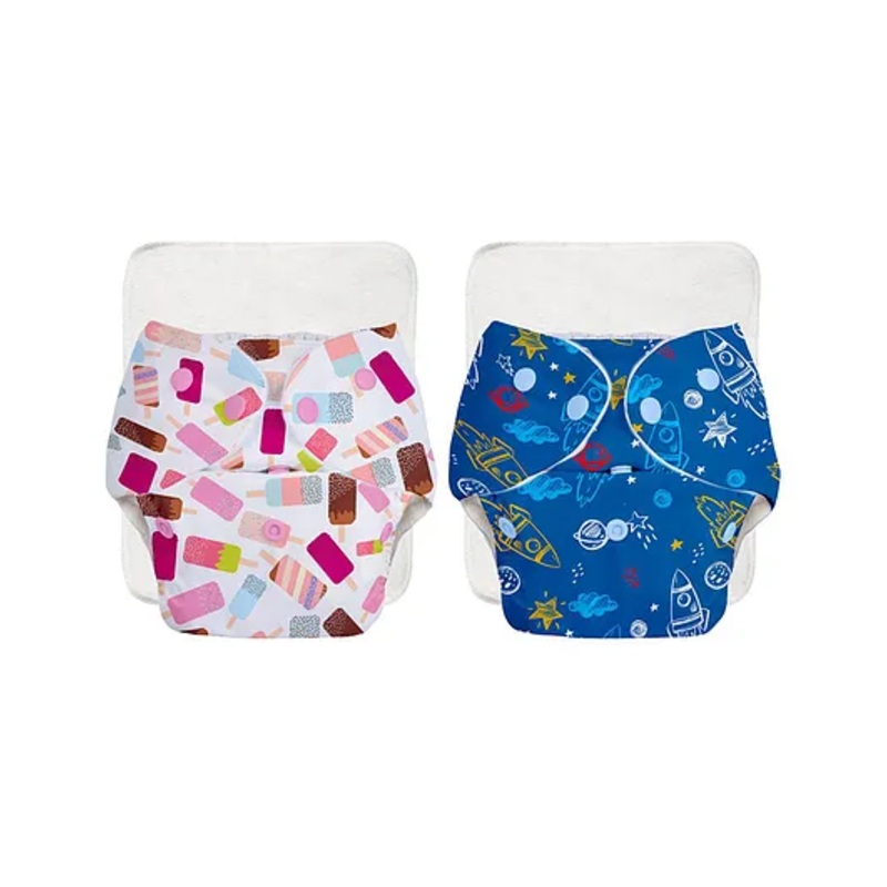 SuperBottoms BASIC Reusable Cloth Diaper for babies 0-3 Years | Freesize Adjustable, Washable and Reusable Cloth Diaper for babies | Shell with insert | Pack of 2