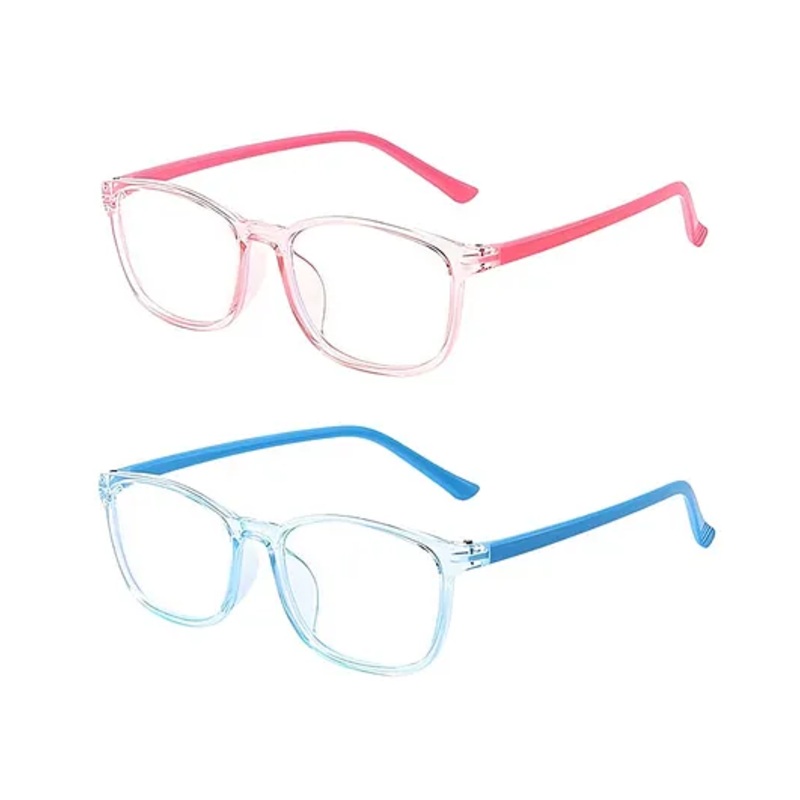 SYGA Pack of 2 Kids Anti-Blue Light Flat Mirror Glasses Suitable Age 4-12 years old (Pink & Blue)