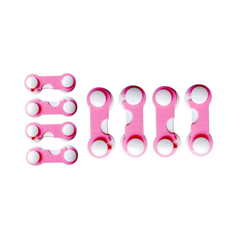 THE LITTLE LOOKERS Multipurpose  Safety Lock for Doors, Cabinet, Fridge, Drawer Pink – Pack of 8