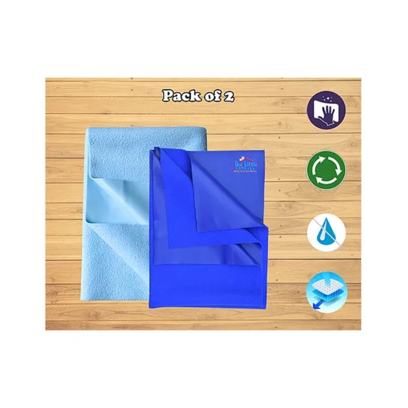 The Little Lookers Quicky Dry Sheets Massage Mats Water Proof Bed Protector Crib  Sheets for Baby Small & Medium Pack of 2 – Blue