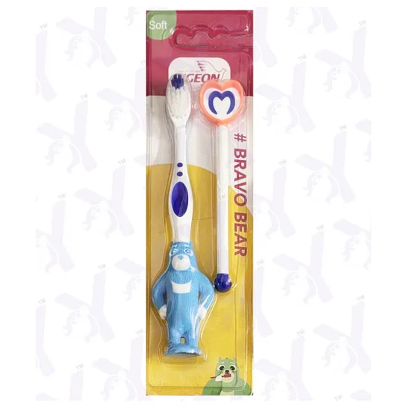 Yunicorn Max Bear Toothbrush with Tongue Cleaner (Colour may vary)