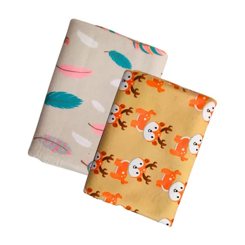 AHC ZIKKU Printed Dry Sheet for Baby Newborn Bed Protector Waterproof Mat Quick Absorbency Combo (Small (70 X 50 cms) Leaf & Deer Print )