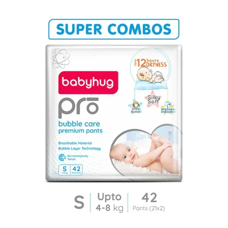 Babyhug Pro Bubble Care Premium Pant Style Diaper Small Size Pack of 2- 42Pieces
