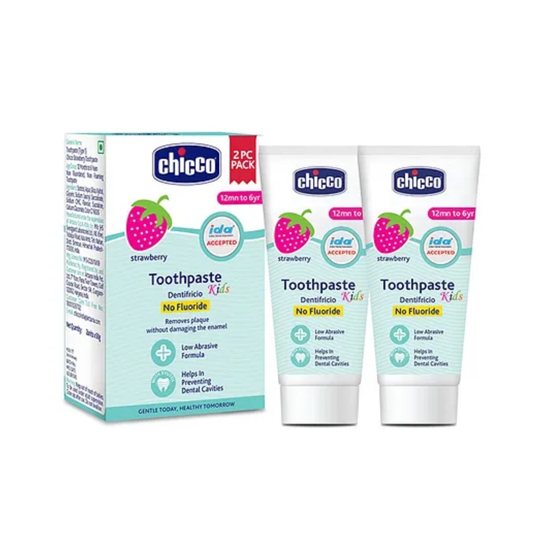 Chicco Dentifricio Strawberry Flavour Toothpastes Pack of 2 – 50 g each