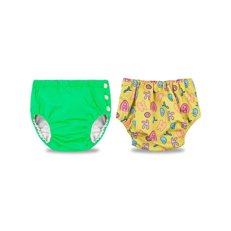 Chinmay Kids Swimming Pants Reusable Swimwear Diaper Pool Pants Pack of 2 – Green & Yellow