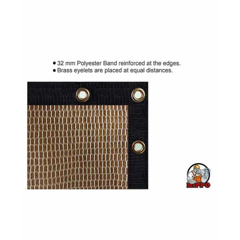 Hippo Balcony Net with Eyelets & Tie Cords –  Beige Brown