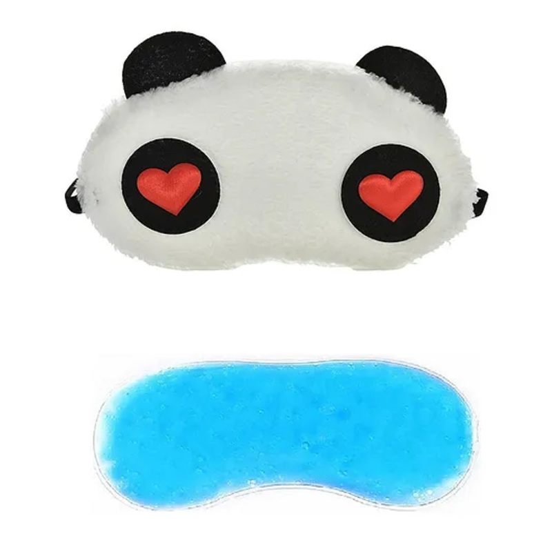 Jenna Red Heart Panda Face Sleeping Eye Mask With Cooling Gel – White