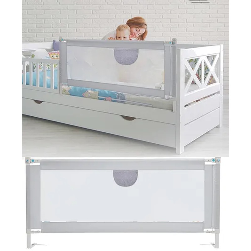 JUNIOR JOE Baby Bed Guard Rail for Kids, Toddler and Protect Children’s Sleep Safety, Folding Travel Portable Bed Rail (5 FEET (Pack of 1)) – Grey
