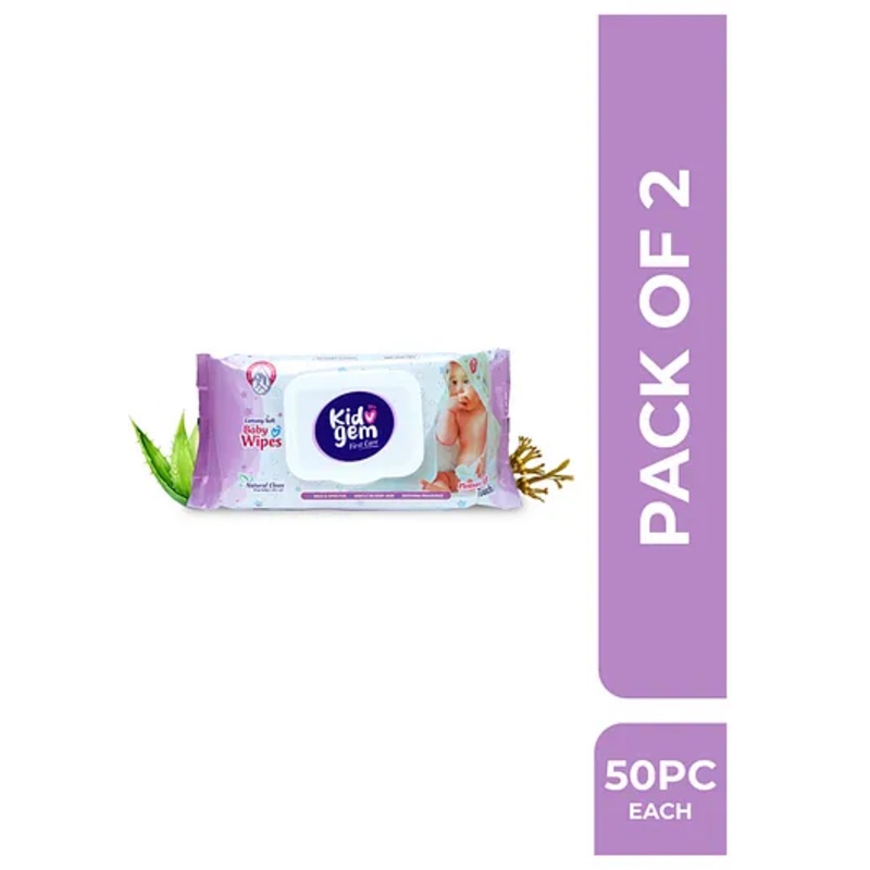 Kidogem Baby Care Wet Wipes Enriched with Aloe Vera Extract with Pleasant Soft Touch Cleansing  Set of 2 x (1X50PCS)