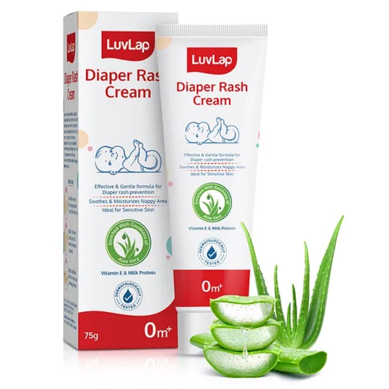 LuvLap Baby Diaper Rash Cream, Aloe Vera, Vitamin E, Milk Protein, Nappy Cream, 75g, White