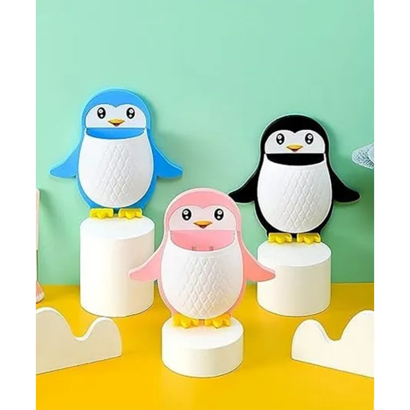Mihar Essentials Wall Mounted Toothbrush Holder Rack Penguin Shape Toothbrush Organizer Remote Controller Make Up Brush Holder Sundries Box for Home Bathroom- Colour May Vary