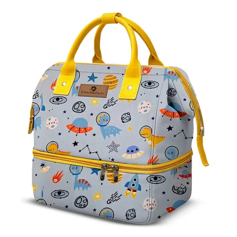 StarAndDaisy Baby Bag for Mothers with Insulated Compartment Diaper Bag for Travel & Multiple Pockets. Light Gray