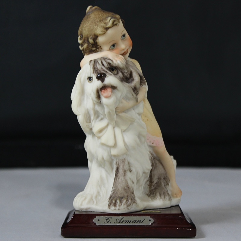 Armani’s Little Treasures Child Hugging Sheep Dog Figurine