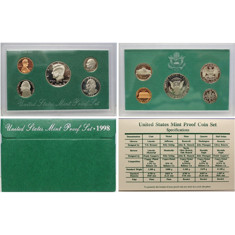 1998 Proof Set CN-Clad (OGP) 5 coins