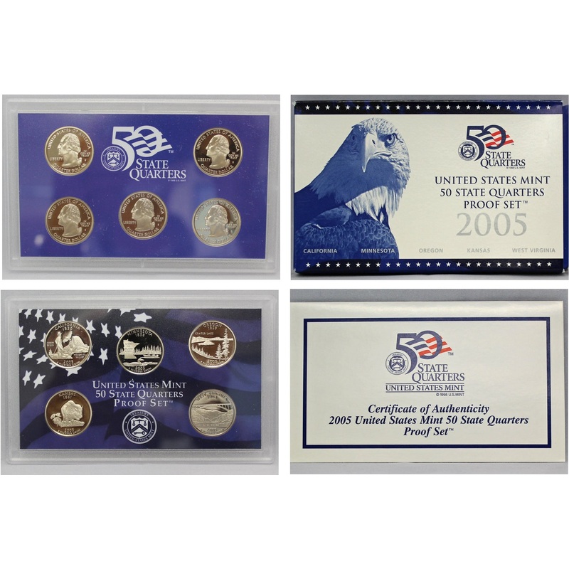 2005 State Quarter Proof Set CN-Clad (OGP) 5 coins