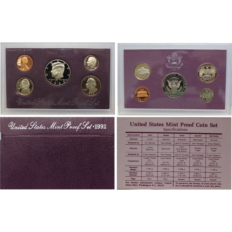1992 Proof Set CN-Clad (OGP) 5 coins