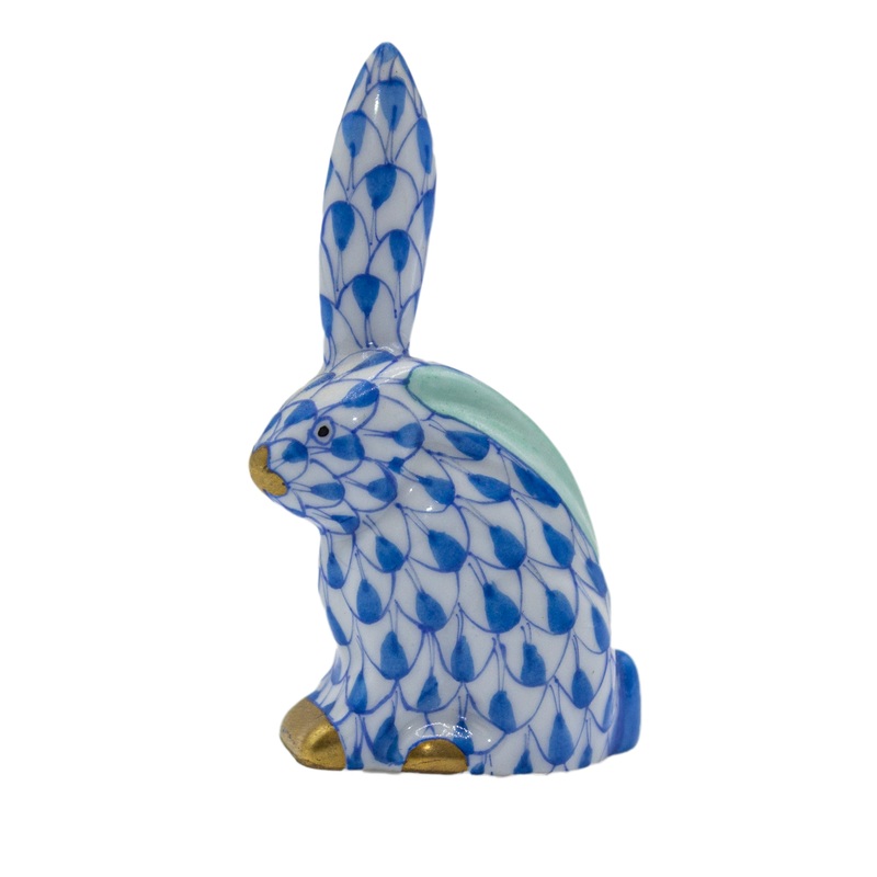 Herend Figurine: 5338 Miniature Rabbit – Blue