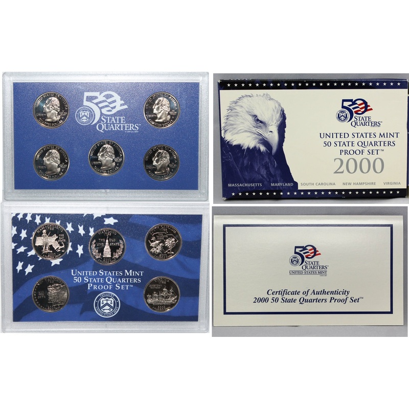 2000 State Quarter Proof Set CN-Clad (OGP) 5 coins