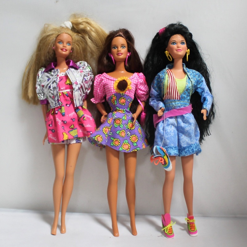 Lot of 3 Barbie Dolls: Totally Hair 1112, Teresa 13489 & Kira 9427