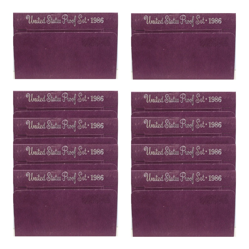 1986 Proof set 10 Pack CN-Clad Kennedy Half dollar Washington – (OGP) 50 coins