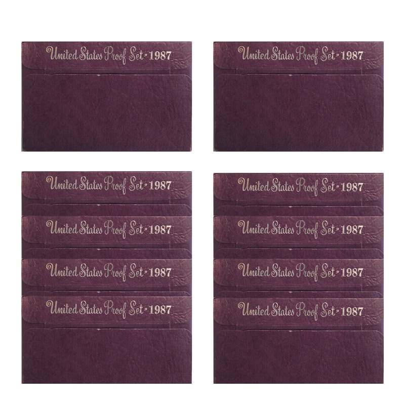 1987 Proof set 10 Pack CN-Clad Kennedy Half dollar Washington – (OGP) 50 coins