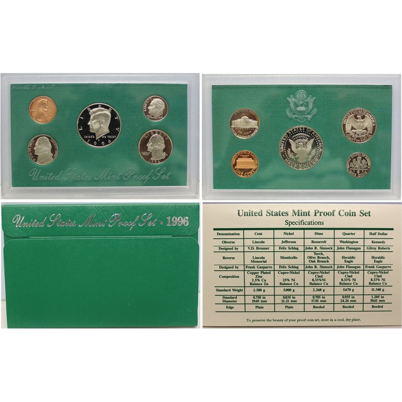 1996 Proof Set CN-Clad (OGP) 5 coins