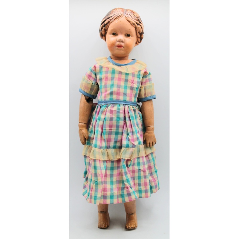 Schoenhut Wooden Spring Jointed Doll in Dress | Please Read