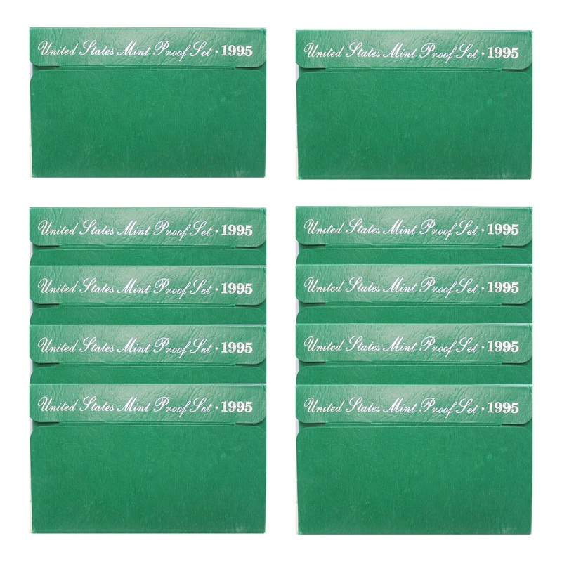 1995 Proof set 10 Pack CN-Clad Kennedy Half dollar Washington – (OGP) 50 coins