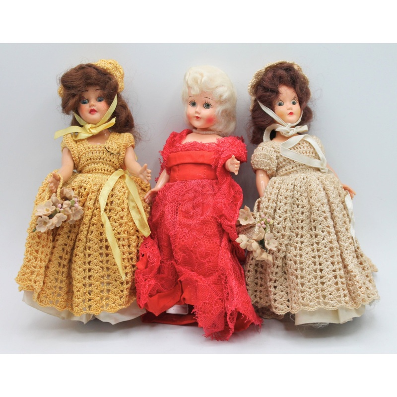 Lot of 3: Miniature 1950s Plastic Sleep Eye Dolls | Please Read