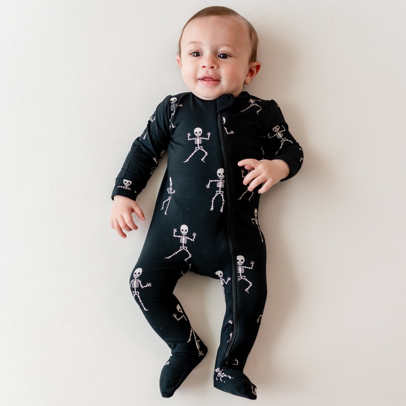 Zippered Footie in Skeleton