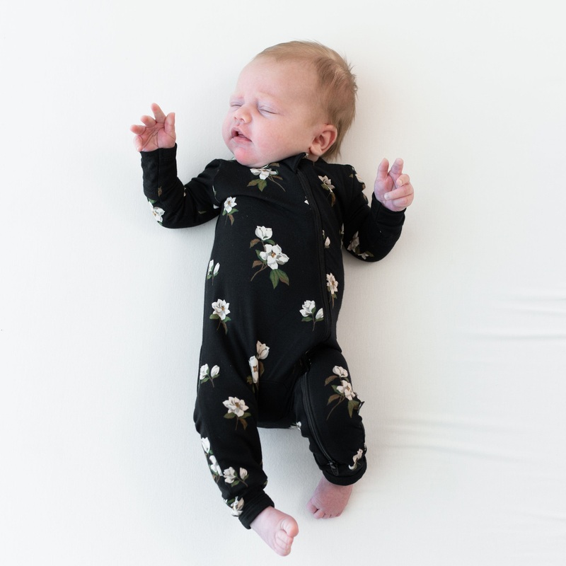 Zippered Romper in Small Midnight Magnolia