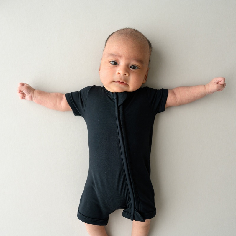 Zippered Shortall Romper in Midnight