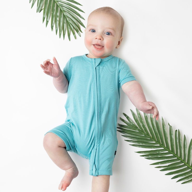 Zippered Shortall Romper in Makai