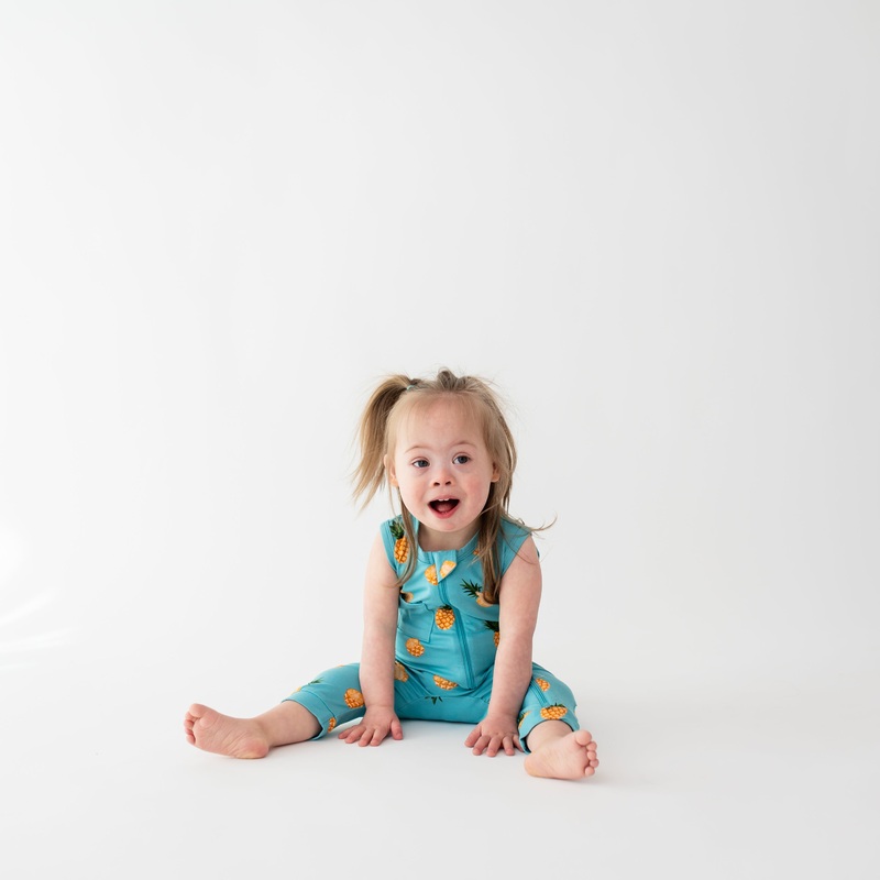 Zippered Sleeveless Romper in Pineapple