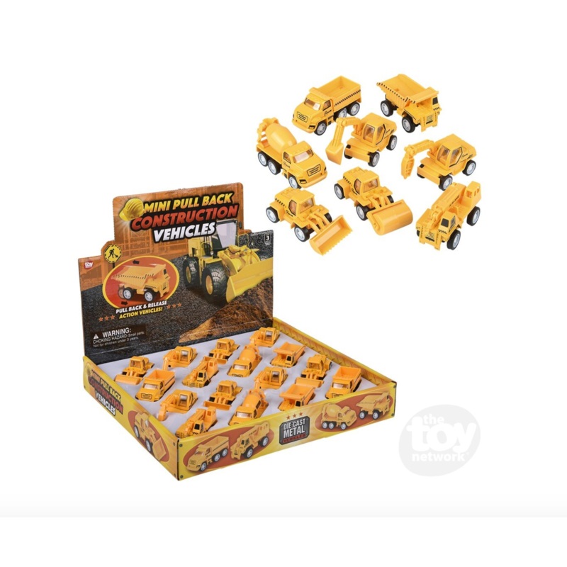 2.5″ Mini Die-Cast Pull Back Construction Vehicles