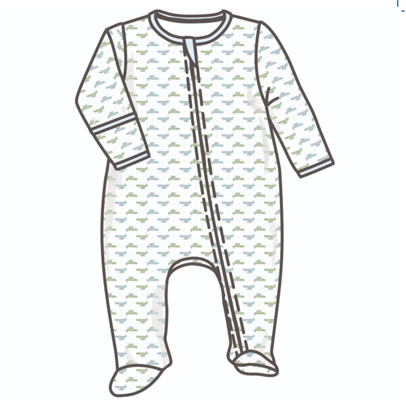 Alligator Pie Printed Zipper Footie