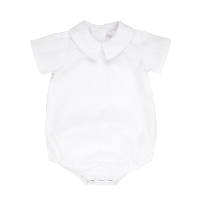 Woven Boy’s Peter Pan Long Sleeve Shirt/onsie- Worth Ave White