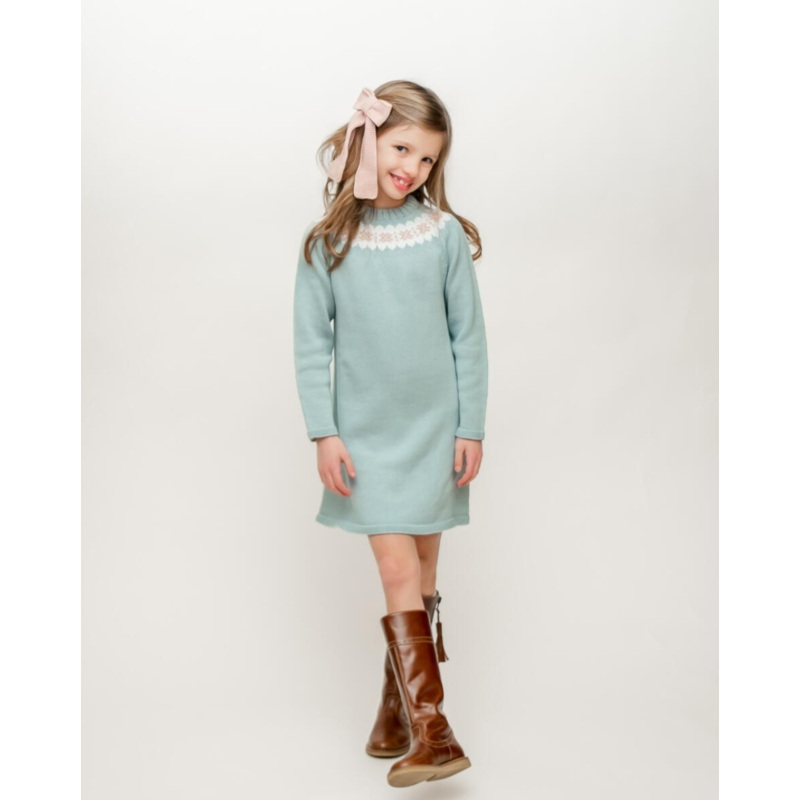 Fair Isle Dress Jade/Rose/White