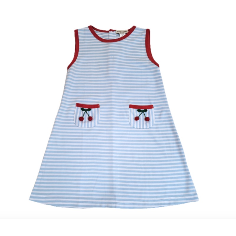 Cherry Blue Striped girl’s A line dress