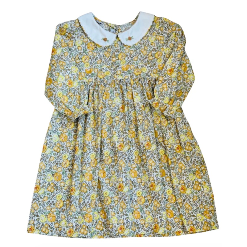 Yellow Floral Long Sleeve Dress