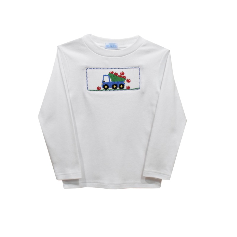 Apple Truck Smocked White Knit Long Sleeve