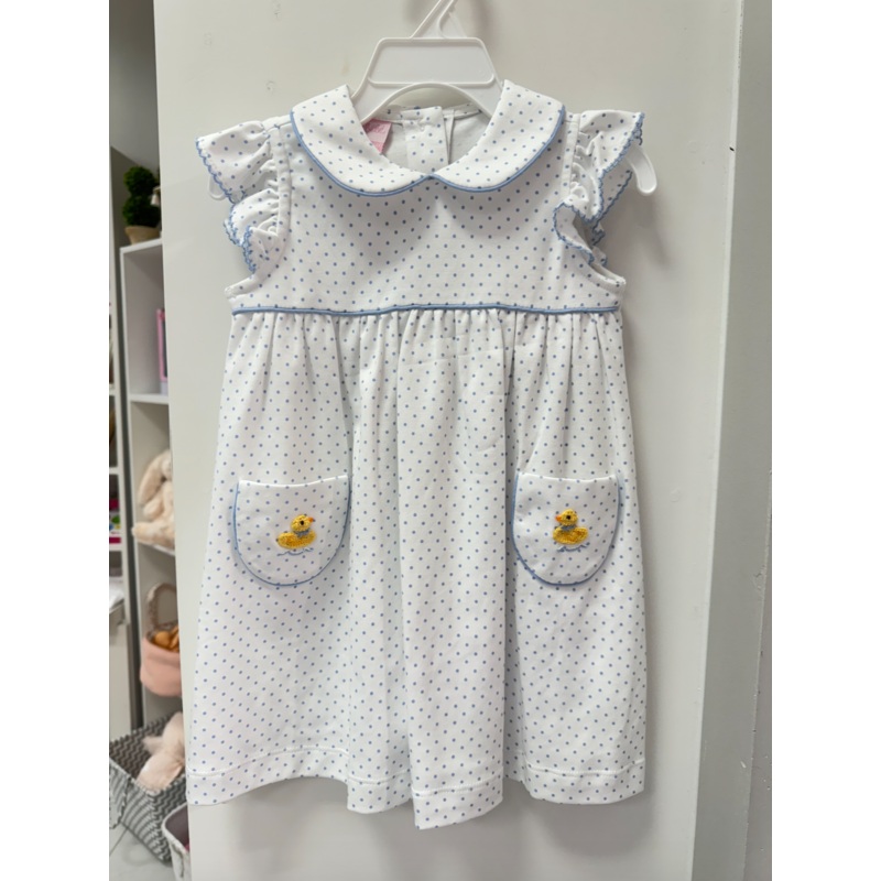 Embroidered Duck Polka Dot Peter Pan Dress