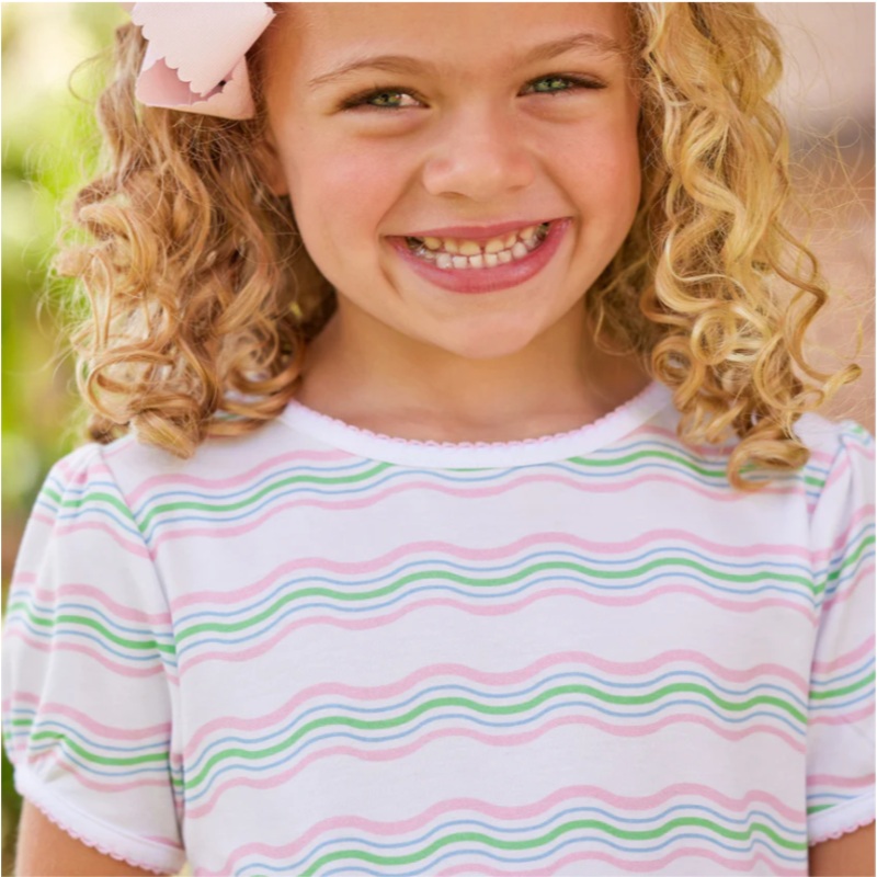 Printed T-Shirt Dress- Squiggle Stripe