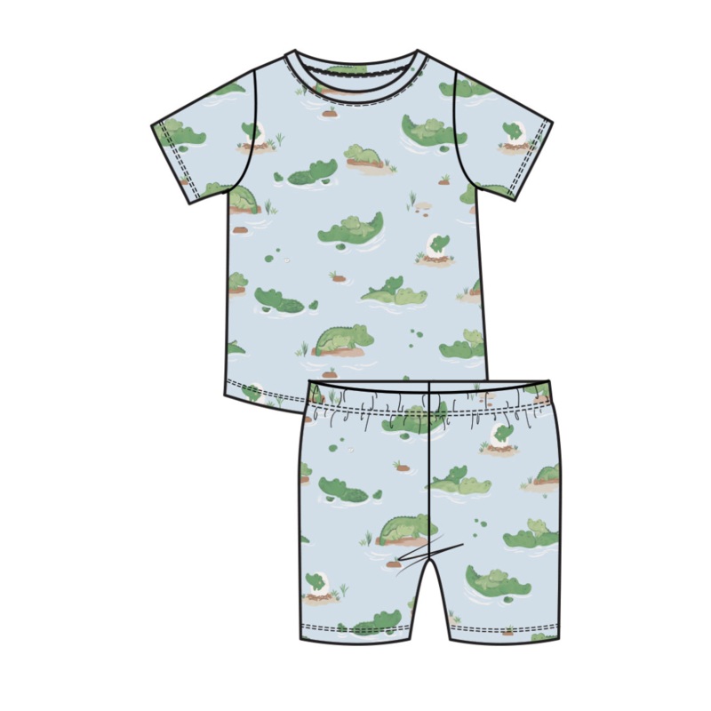 Alligator Blue Loungewear Short Set