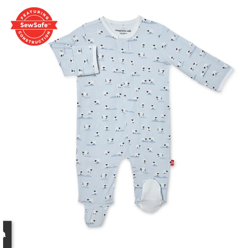 Baa Baa Baby Blue Modal Magnetic Footie