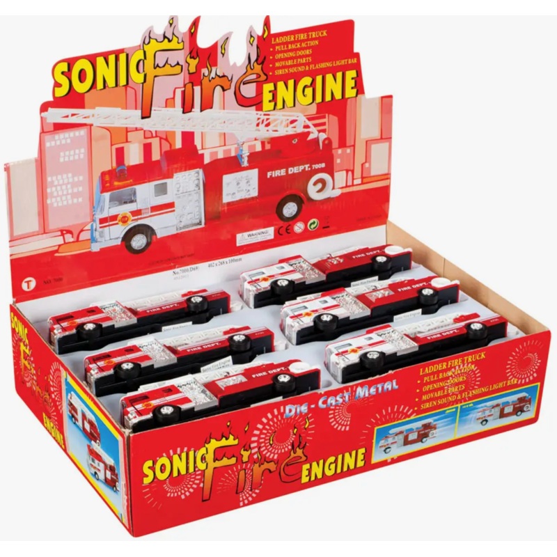 7″ Diecast Pull Back Fire Engine