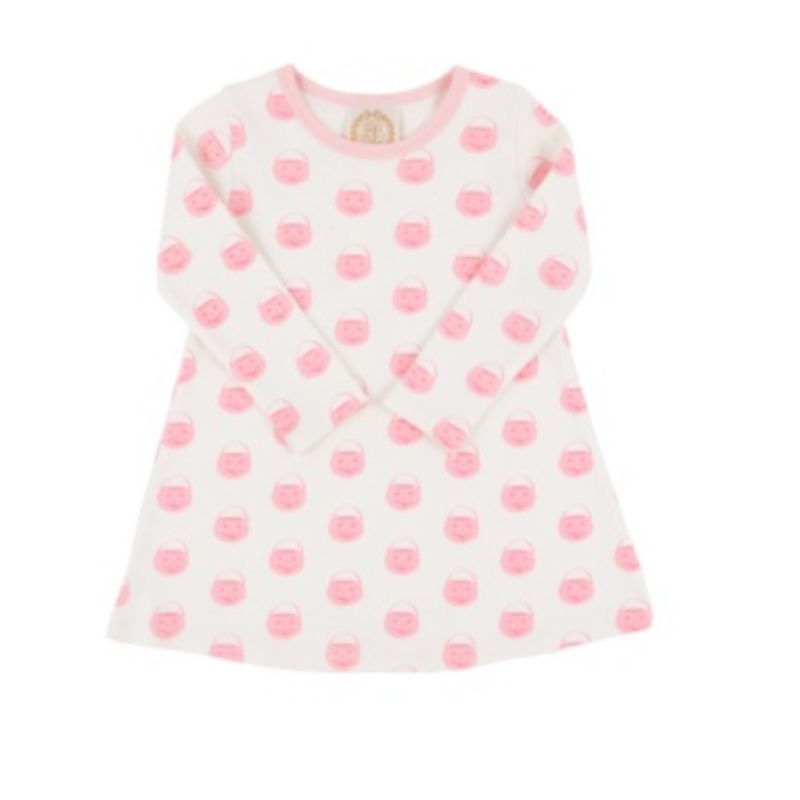 Long Sleeve Polly Play Dress in Vintage-Prep Pumpkin Pails (Sandpearl Pink)/Sandpearl Pink